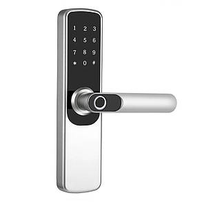 Замок біометричний автономний Trinix TRL-5204BTF Silver з Bluetooth, зчитувачем відбитків пальців і карт Mifare (65-00065), фото 3