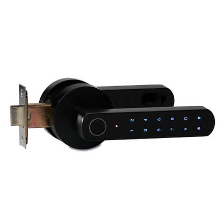 Замок біометричний автономний Trinix TRL-5205BTF Tuya Black з Bluetooth і зчитувачем відбитків пальців (65-00068), фото 1