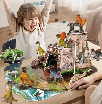 Пазли 3D "Dinosaur Scene Puzzle" (28 елементів, 8 фігурок динозавра, в коробці) 99888-14 E