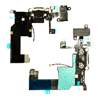 Шлейф (Flat cable) iPhone 5 з роз'ємом зарядки, з роз'ємом навушників, з мікрофоном чорний
