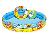 Дитячий надувний басейн BESTWAY 51124 з надувним кругом і м'ячем 122*20 см
