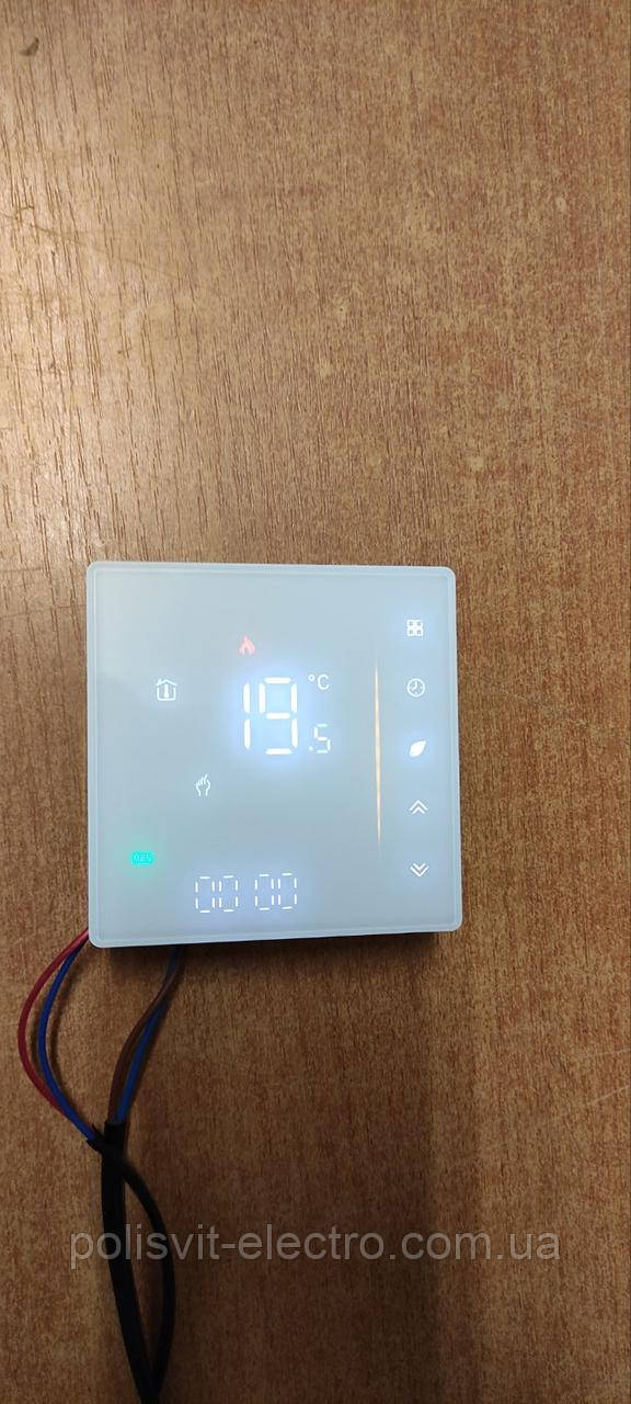 Сенсорный терморегулятор для теплого пола Heat Plus с WIFI белый, 16А.