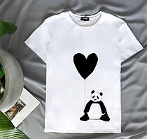 Біла жіноча літня футболка з пандою, РОЗМІР 42\44