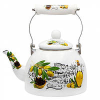 Чайник эмалированный 2 л Zauberg "Olive set "/ Хороший чайник для газовой плиты / Чайник с керамической ручкой