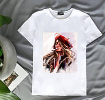 Жіноча футболка з принтом красивої дівчини, РОЗМІР 48\50