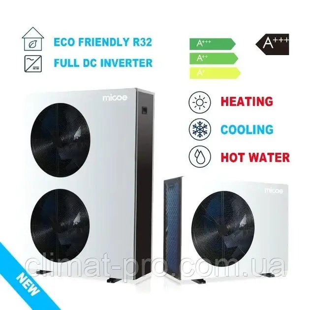 Тепловий насос Micoe MMHP-016B2 з технологією EVI + Wi-Fi (повітря-вода, моноблок), фото 1