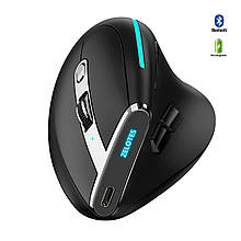 Вертикальна миша бездротова Zelotes F-36 з акумулятором та RGB підсвічуванням 2,4G+Bluetooth Black