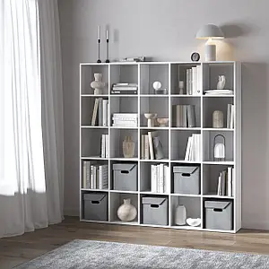 Стелаж VAYS M-4, книжкова полиця з 25 комірками, ЛДСП, 178×29×178 см – для дому, офісу, дитячої або вітальні