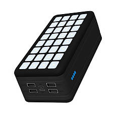 Power Bank Solar 50000 mAh павербанк + ліхтарик із сонячною панеллю PS-900 Вологозахищений Чорний (код: PS-90050)