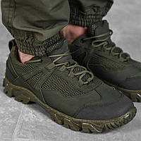 Тактические военные кроссовки из натуральной кожи/ Мужские дышащие кроссовки/ Летние кроссовки оливковые 42