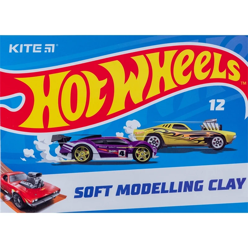 Пластилін восковий Kite Hot Wheels HW23-1086, 12 кольорів, 240 г, фото 1