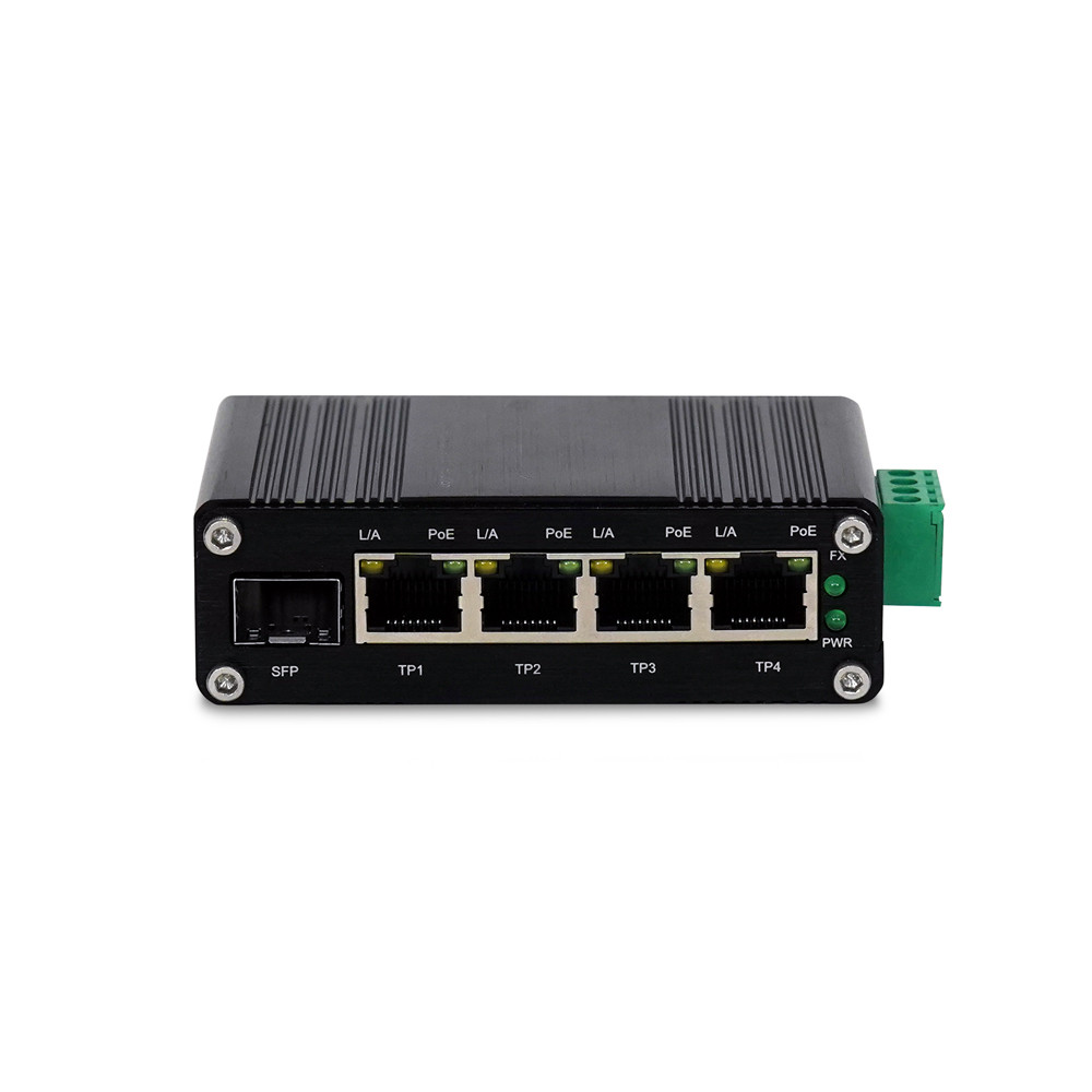 PoE-комутатор 5-портовий E-LINK LNK-IMC104GP-SFP IN 12-48V (73-00126)