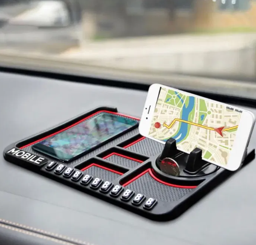 Компактний автомобільний тримач для телефона, Підставка для телефона в машину та липкий килимок