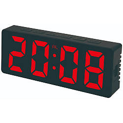 Електронний годинник DS-3806M, від USB та батарейок, Червоний / Годинник настільний / Будильник