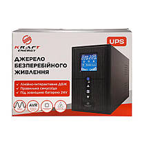 Джерело безперебійного живлення під зовнішній акумулятор KRF-PSW1500VA/1200W(LCD)24V UPS Kraft (42-00062), фото 5