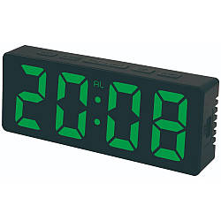 Електронний годинник DS-3806M, від USB та батарейок, Зелений / Годинник настільний / Будильник