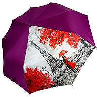 Женский зонт полуавтомат от Susino на 9 спиц антиветер с декоративной вставкой, фиолетовый, SYS0467-3
