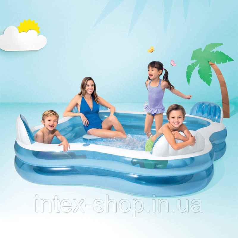 Детский надувной бассейн "Семейный Отдых" Intex 56475 (229х229х66/46 см) надувное сидение, спинка - фото 4 - id-p4726419