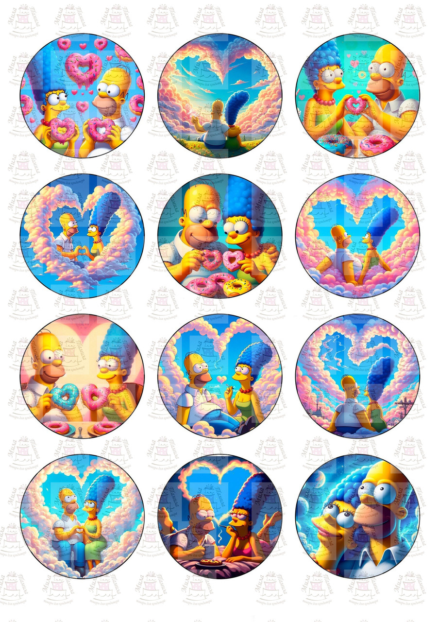 Вафельна картинка для тортів Сімпсони
