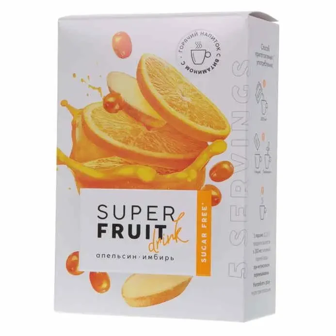Уцінка! термін 06/23. БАД, Гарниковий напій, Super Fruit Drink Апельсин-імбир, 5 саше, NL