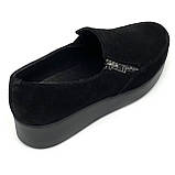 Жіночі замшеві туфлі на низькому ходу чорного кольору Zlett 2818z розмір 36, фото 7