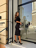 Елегантна сукня-футляр із рукавами ліхтариками чорний, фото 2