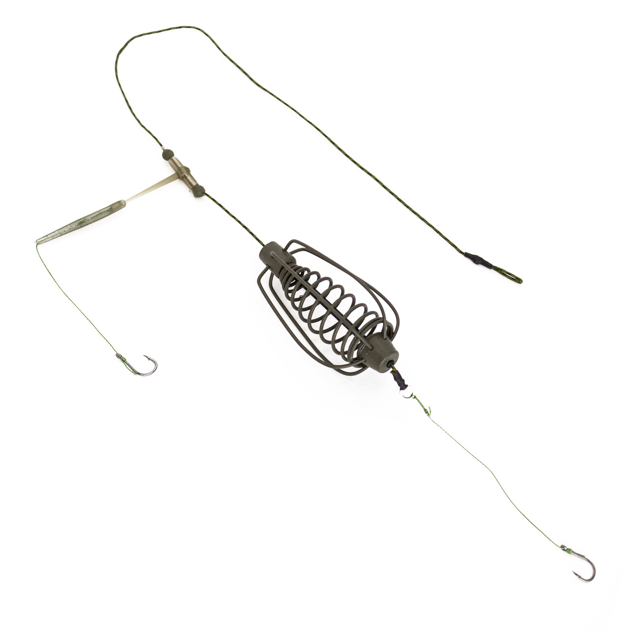 Годівниця "АРБУЗ-СУПУТНИК" на лідкорі 2 гачки з волосом під бойл вага 40 грам, фото 1