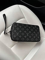 Чоловіча сумка Louis Vuitton чорного кольору, стильний клатч Луї Віттон з натуральної шкіри