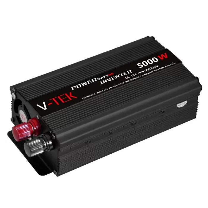 Потужний автомобільний інвертор перетворювач напруги V-TEK 5000W 12/220В з розеткою і usb роз'ємом