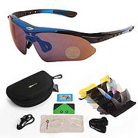 Сонцезахисні тактичні окуляри з поляризацією RockBros сині 5 комплектів лінз svitloochey