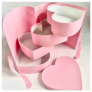 Коробка Серце 4х ярусна подарункова 26*23*33 см червона