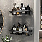 Металева полиця для ванної 2 шт, 30х13х4,5см, Bathroom shelf, Чорна / Настінна полиця органайзер, фото 3