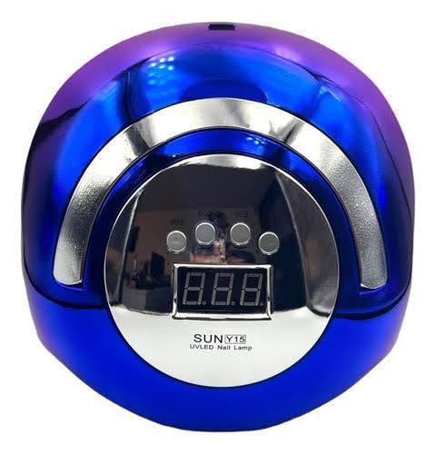 Лампа UV/LED Sun Y15 Chrom на 168 Вт., з дисплеєм та датчиком руху - для манікюру та педикюру Рожевий з синім