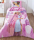 Підлітковий комплект TAC ранфорс / простирадло на гумці Barbie Pink Power