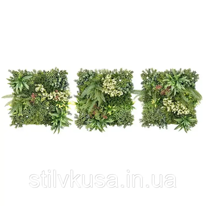 Декоративное зеленое покрытие Фитостена из 3 шт. "Оазис", 50х50 см (GCK Set-1) - фото 1 - id-p2122415517