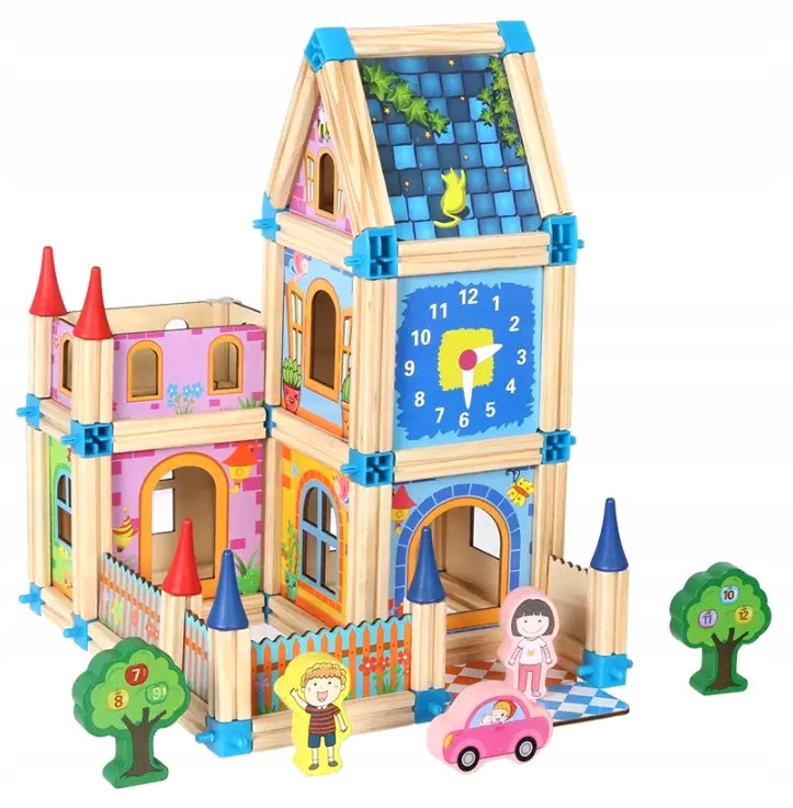 Дерев'яні будівельні блоки конструктор 128 шт. Монтессорі