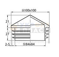 5 шт Заглушка на квадратную трубу 100х100 пластиковая пирамида Код/Артикул 188 2-03