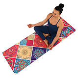 Замшевий двошаровий килимок для йоги Калейдоскоп 183x61x0,1 см Record FI-5663-5, фото 7