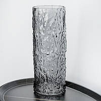 Ваза стеклянная "Ледяная скала" 29 см серая (010326)