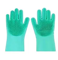 Універсальні рукавички для кухні зі щіткою KITCHEN GLOVES силіконові