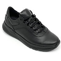 Кроссовки кожаные черные мужские на шнуровке Zlett весна-осень 6242 шкіра.чор размер 40