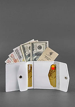 Жіночий шкіряний гаманець на кнопці, шкіряні гаманці ручної роботи для дівчат Білий