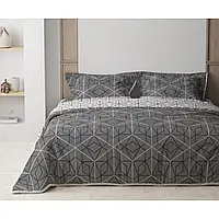 Комплект постельного белья украинского производителя ТМ Теп хлопок "Happy Sleep" Quadro Star grey