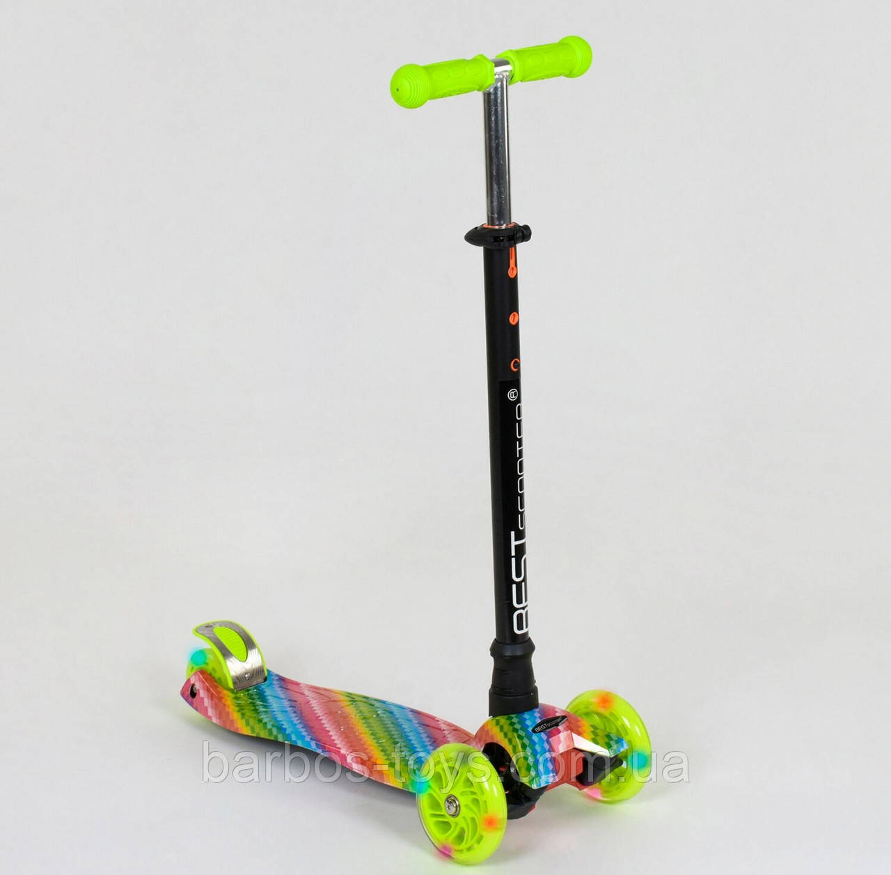 Триколісний самокат зі світними колесами Best Scooter" 4 колеса PU, СВІТ