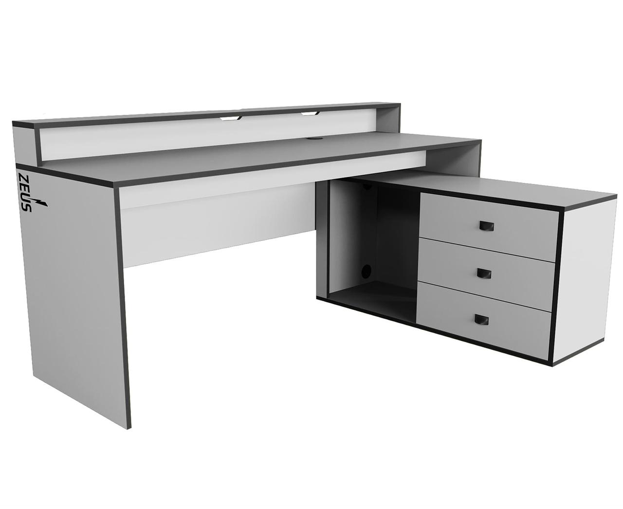 Геймерський стіл "MARS-2, M2-WB" 180х60х75 см. Біло-чорний, фото 1