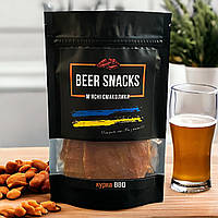 М'ясні снеки курячі Beer Snacks BBQ 100г,джерки,м'ясні чіпси,закуски під пиво,крафтове виробництво