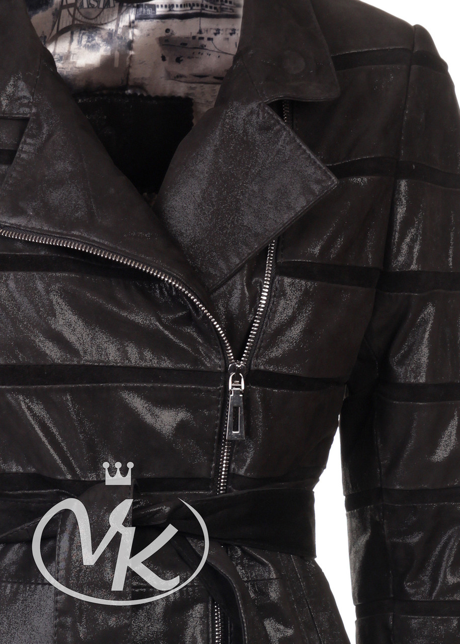 Женская куртка из лазерной кожи черная (Арт. LAN201-2) - фото 7 - id-p388389833