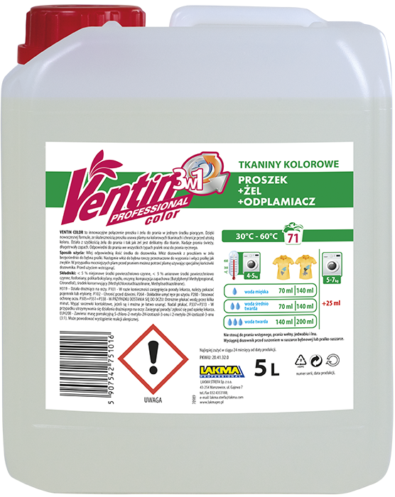 Професійний інноваційний універсальний засіб для прання Ventin Professional Color, 5 л.