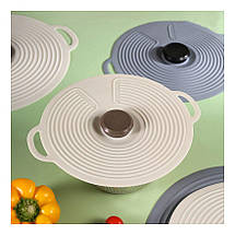 Кришка для посуду силіконова Silicone Lid W008 d-22 см універсальна бежева, фото 2