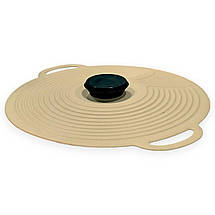 Кришка для посуду силіконова Silicone Lid W008 d-22 см універсальна бежева, фото 3